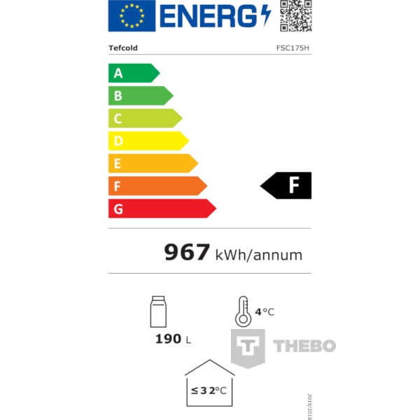 Flessenkoeler Tefcold FSC175H energielabel